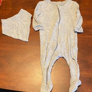 Cozy Gray Kids Footie with Bib